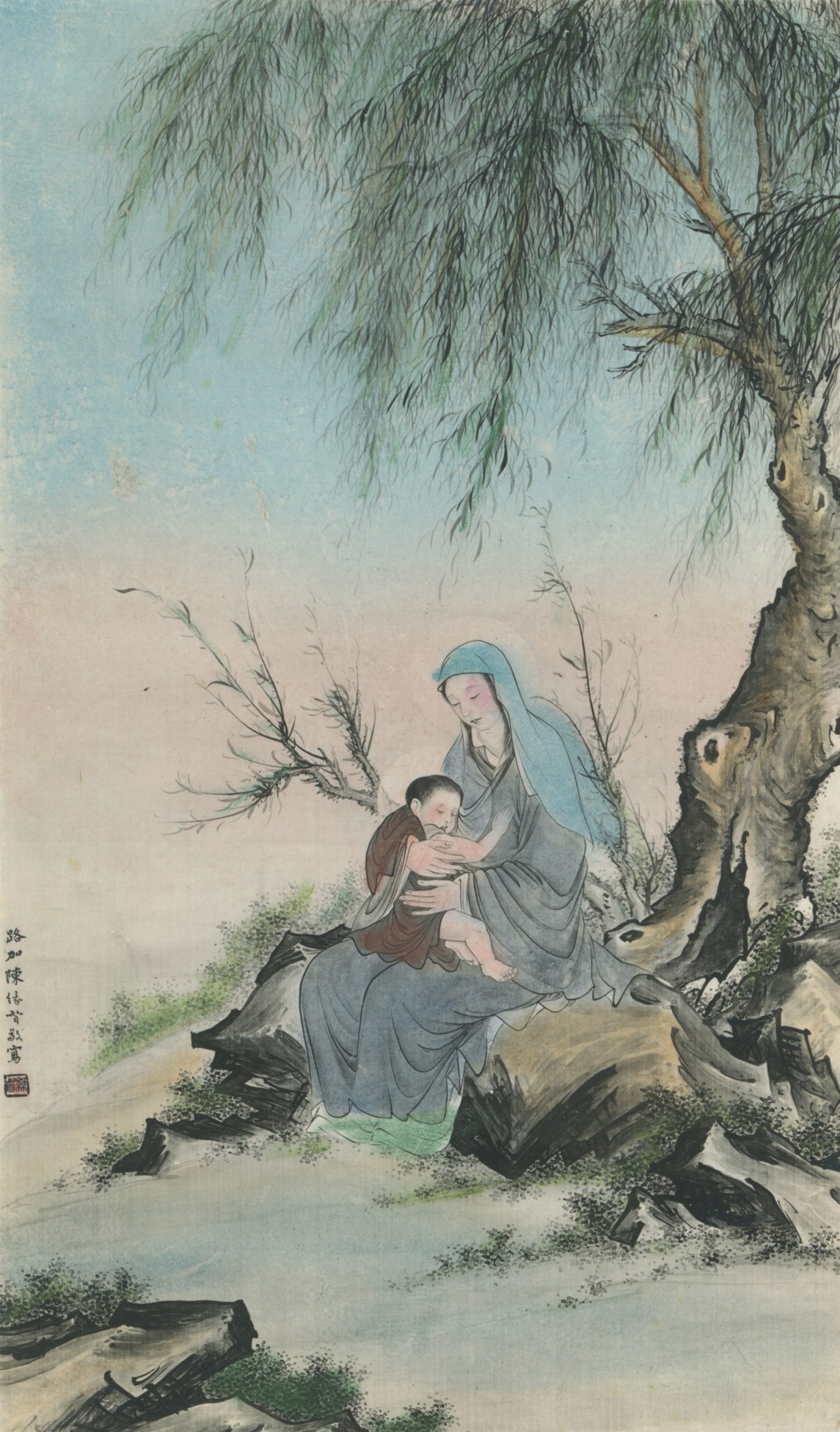 玛利亚和约瑟抱着婴儿耶稣插画图片素材_ID:435284088-Veer图库